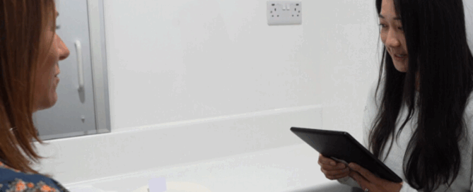 Participant taking part in sensory research testing
